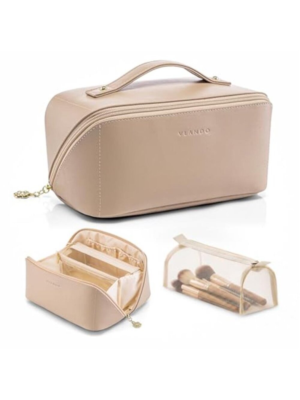 makeup bag travel toiletry bag pu leather organizer skincare zipper pouch travel